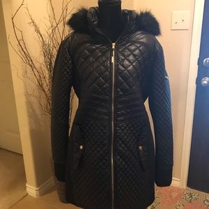 Michael Kors XL Quilted Faux-Fur-Trim Coat NWT